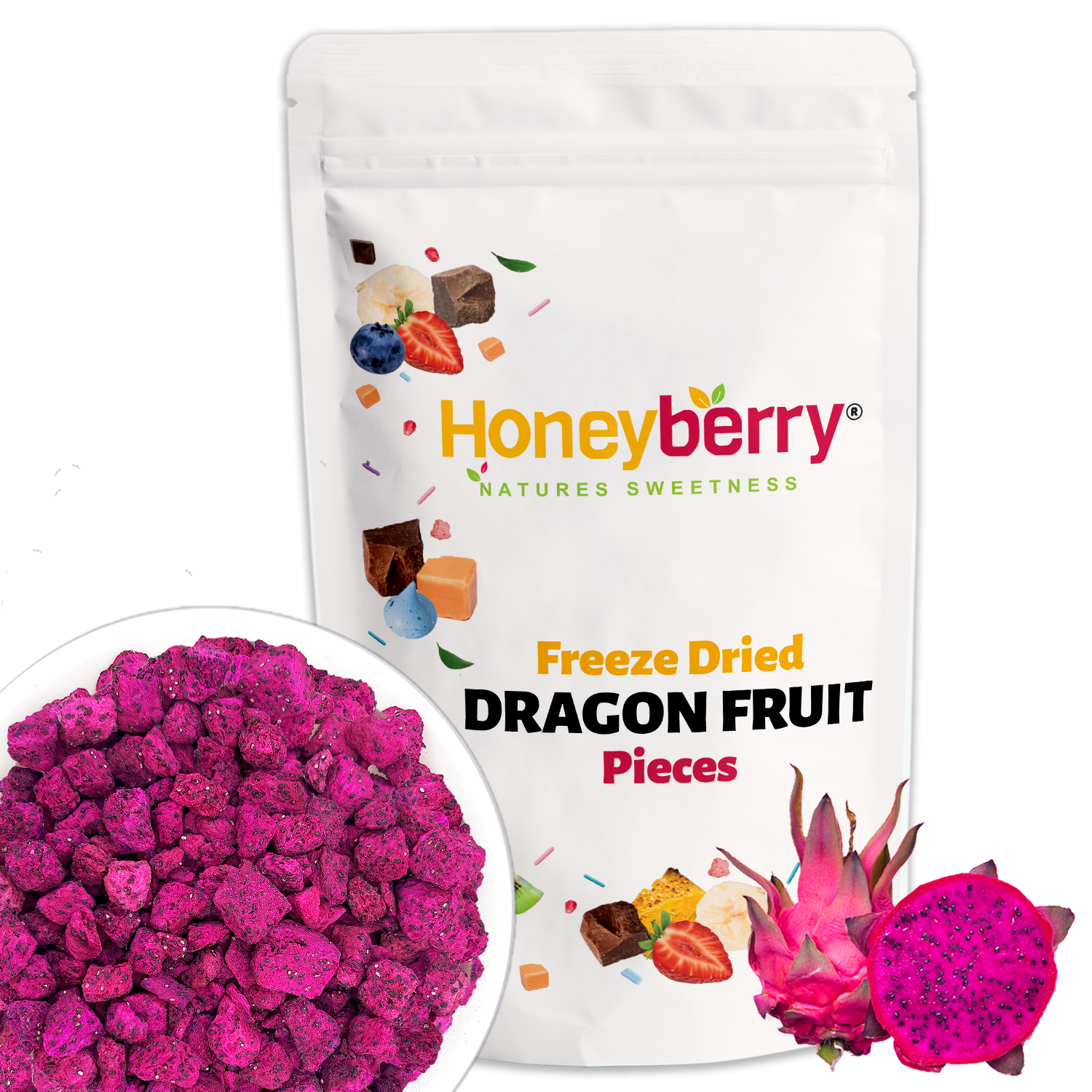 Freeze Dried Dragon Fruit Pieces